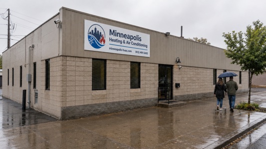 Customer service counter at Minneapolis HVAC office